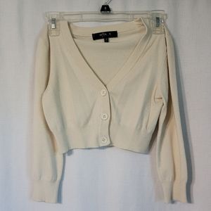 EUC Offwhite Ivory MAK Cropped Cardigan 3/4 Sleeve
